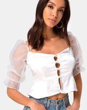 Load image into Gallery viewer, VIQUELA BUTTON UP CROP TOP