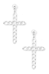 CHAIN CROSS DANGLE DROP EARRINGS