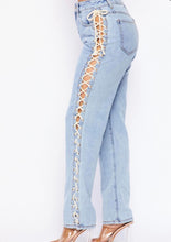 Load image into Gallery viewer, HIGH WAIST LACE UP JEANS
